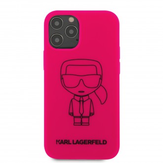 Karl Lagerfeld Iconic Outline Silikonový Kryt pro iPhone 12/12 Pro Pink (KLHCP12MSILFLPI)