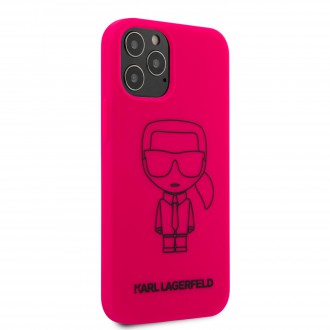 Karl Lagerfeld Iconic Outline Silikonový Kryt pro iPhone 12/12 Pro Pink (KLHCP12MSILFLPI)