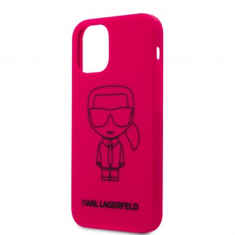 Karl Lagerfeld Iconic Outline Silikonový Kryt pro iPhone 12/12 Pro Pink (KLHCP12MSILFLPI)