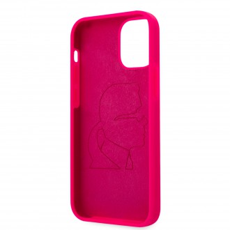 Karl Lagerfeld Iconic Outline Silikonový Kryt pro iPhone 12/12 Pro Pink (KLHCP12MSILFLPI)