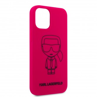 Karl Lagerfeld Iconic Outline Silikonový Kryt pro iPhone 12/12 Pro Pink (KLHCP12MSILFLPI)