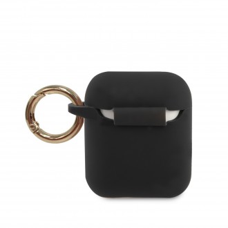 Guess Triangle Silikonové Pouzdro pro Airpods 1/2 Black (GUACA2LSTLBK)