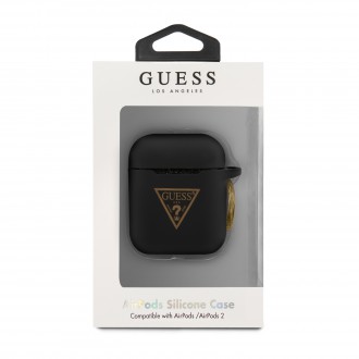 Guess Triangle Silikonové Pouzdro pro Airpods 1/2 Black (GUACA2LSTLBK)