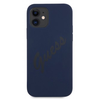 Guess Silicone Vintage Zadní Kryt pro iPhone 12 mini 5.4 Blue (GUHCP12SLSVSBL)