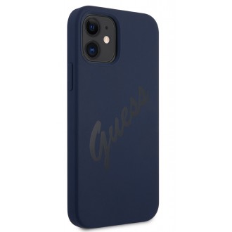 Guess Silicone Vintage Zadní Kryt pro iPhone 12 mini 5.4 Blue (GUHCP12SLSVSBL)