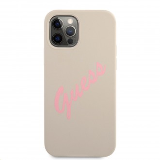 Guess Silicone Vintage Pink Script Zadní Kryt pro iPhone 12/12 Pro 6.1 Grey (GUHCP12MLSVSGP)