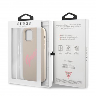 Guess Silicone Vintage Pink Script Zadní Kryt pro iPhone 12/12 Pro 6.1 Grey (GUHCP12MLSVSGP)