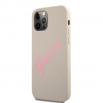 Guess Silicone Vintage Pink Script Zadní Kryt pro iPhone 12 Pro Max 6.7 Grey (GUHCP12LLSVSGP)