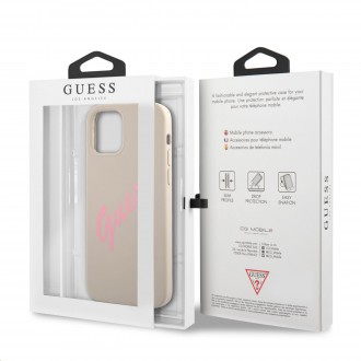Guess Silicone Vintage Pink Script Zadní Kryt pro iPhone 12 Pro Max 6.7 Grey (GUHCP12LLSVSGP)
