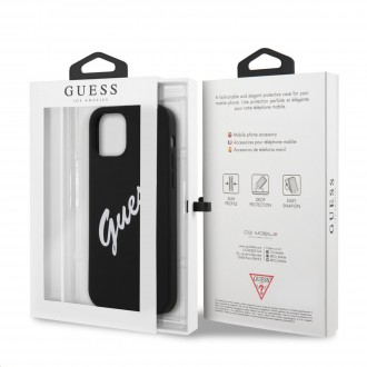 Guess Silicone Vintage White Script Zadní Kryt pro iPhone 12/12 Pro 6.1 Black (GUHCP12MLSVSBW)