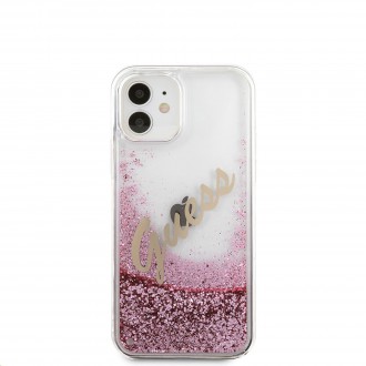 Guess Liquid Glitter Vintage Kryt pro iPhone 12 mini 5.4 Pink (GUHCP12SGLVSPI)