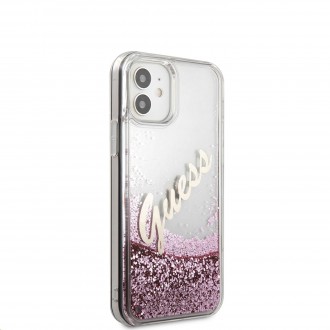 Guess Liquid Glitter Vintage Kryt pro iPhone 12 mini 5.4 Pink (GUHCP12SGLVSPI)