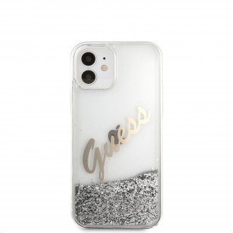 Guess Liquid Glitter Vintage Kryt pro iPhone 12 mini 5.4 Silver (GUHCP12SGLVSSI)