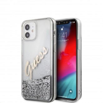 Guess Liquid Glitter Vintage Kryt pro iPhone 12 mini 5.4 Silver (GUHCP12SGLVSSI)