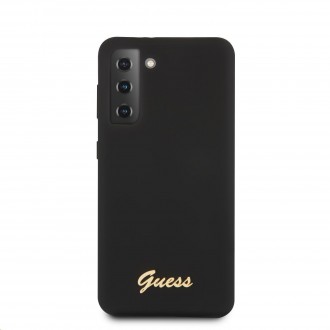 Guess Silicone Metal Logo Script Zadní Kryt pro Samsung Galaxy S21+ Black (GUHCS21MLSLMGBK)