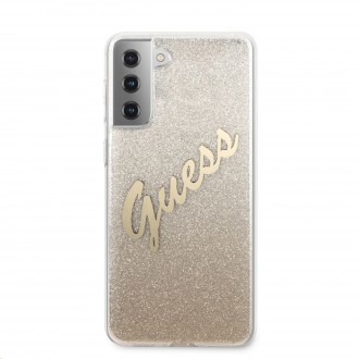 Guess PC/TPU Vintage Zadní Kryt pro Samsung Galaxy S21+ Gradient Gold (GUHCS21MPCUGLSGO)