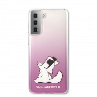 Karl Lagerfeld PC/TPU Choupette Eats Kryt pro Samsung Galaxy S21+ Gradient Pink (KLHCS21MCFNRCPI)
