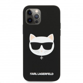 Karl Lagerfeld Choupette Head Silikonový Kryt pro iPhone 12/12 Pro 6.1 Light Black (KLHCP12MSLCHBK)