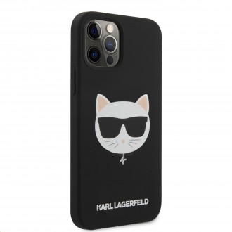 Karl Lagerfeld Choupette Head Silikonový Kryt pro iPhone 12/12 Pro 6.1 Light Black (KLHCP12MSLCHBK)