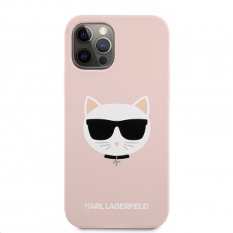 Karl Lagerfeld Choupette Head Silikonový Kryt pro iPhone 12/12 Pro 6.1 Light Pink (KLHCP12MSLCHLP)