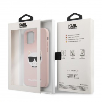 Karl Lagerfeld Choupette Head Silikonový Kryt pro iPhone 12/12 Pro 6.1 Light Pink (KLHCP12MSLCHLP)