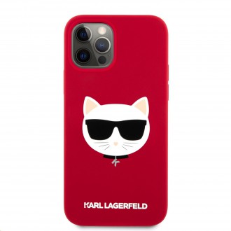 Karl Lagerfeld Choupette Head Silikonový Kryt pro iPhone 12/12 Pro 6.1 Light Red (KLHCP12MSLCHRE)