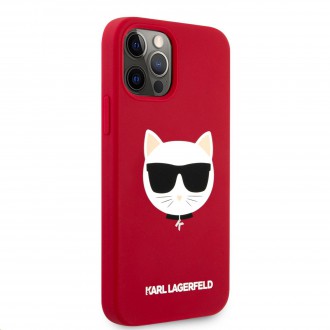 Karl Lagerfeld Choupette Head Silikonový Kryt pro iPhone 12/12 Pro 6.1 Light Red (KLHCP12MSLCHRE)