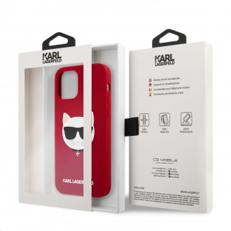 Karl Lagerfeld Choupette Head Silikonový Kryt pro iPhone 12/12 Pro 6.1 Light Red (KLHCP12MSLCHRE)