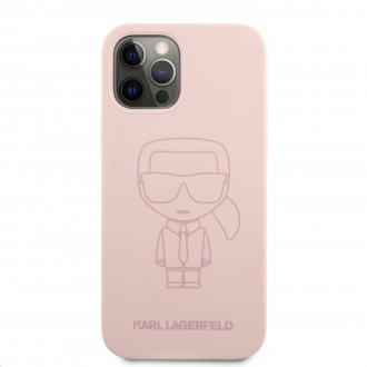 Karl Lagerfeld Iconic Outline Silikonový Kryt pro iPhone 12/12 Pro 6.1 Tone on Tone Pink (KLHCP12MSILTTPI)