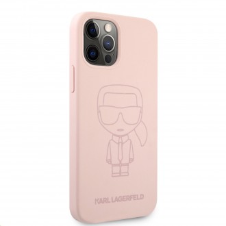 Karl Lagerfeld Iconic Outline Silikonový Kryt pro iPhone 12/12 Pro 6.1 Tone on Tone Pink (KLHCP12MSILTTPI)