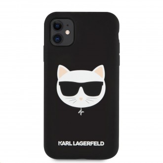 Karl Lagerfeld Choupette Head Silikonový Kryt pro iPhone 11 Black (KLHCN61SLCHBK)