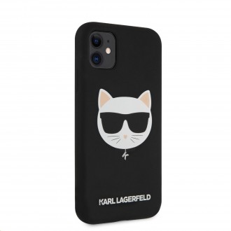 Karl Lagerfeld Choupette Head Silikonový Kryt pro iPhone 11 Black (KLHCN61SLCHBK)