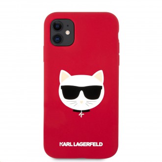 Karl Lagerfeld Choupette Head Silikonový Kryt pro iPhone 11 Red (KLHCN61SLCHRE)