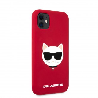 Karl Lagerfeld Choupette Head Silikonový Kryt pro iPhone 11 Red (KLHCN61SLCHRE)