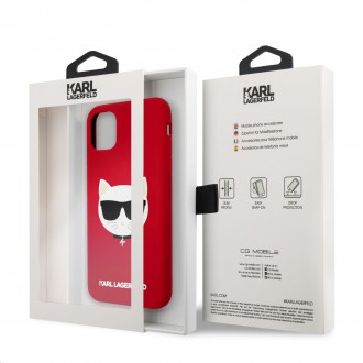 Karl Lagerfeld Choupette Head Silikonový Kryt pro iPhone 11 Red (KLHCN61SLCHRE)