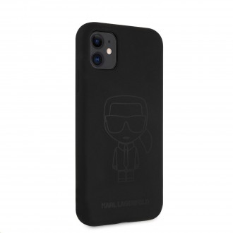 Karl Lagerfeld Iconic Outline Silikonový Kryt pro iPhone 11 Tone on Tone Black (KLHCN61SILTTBK)