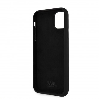 Karl Lagerfeld Iconic Outline Silikonový Kryt pro iPhone 11 Tone on Tone Black (KLHCN61SILTTBK)