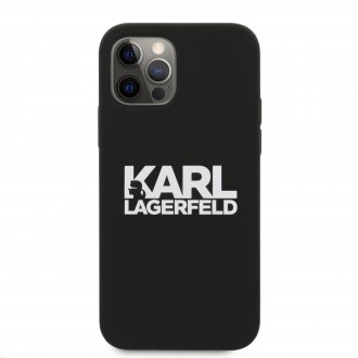 Karl Lagerfeld Stack White Logo Silikonový Kryt pro iPhone 12/12 Pro 6.1 Black (KLHCP12MSLKLRBK)