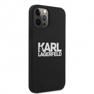 Karl Lagerfeld Stack White Logo Silikonový Kryt pro iPhone 12/12 Pro 6.1 Black (KLHCP12MSLKLRBK)