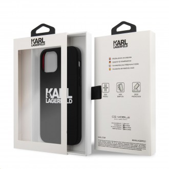 Karl Lagerfeld Stack White Logo Silikonový Kryt pro iPhone 12/12 Pro 6.1 Black (KLHCP12MSLKLRBK)