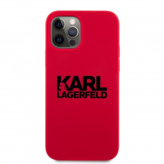Karl Lagerfeld Stack Black Logo Silikonový Kryt pro iPhone 12/12 Pro 6.1 Red (KLHCP12MSLKLRE)