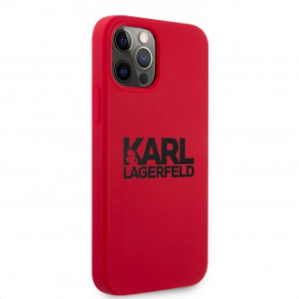 Karl Lagerfeld Stack Black Logo Silikonový Kryt pro iPhone 12/12 Pro 6.1 Red (KLHCP12MSLKLRE)