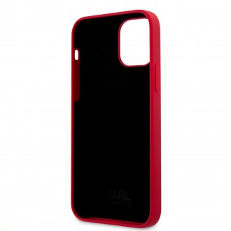 Karl Lagerfeld Stack Black Logo Silikonový Kryt pro iPhone 12/12 Pro 6.1 Red (KLHCP12MSLKLRE)