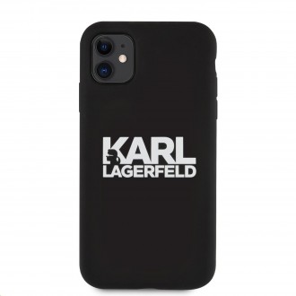 Karl Lagerfeld Stack White Logo Silikonový Kryt pro iPhone 11 Black (KLHCN61SLKLRBK)