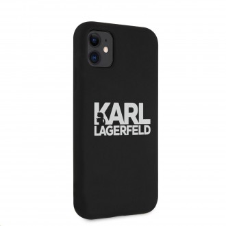 Karl Lagerfeld Stack White Logo Silikonový Kryt pro iPhone 11 Black (KLHCN61SLKLRBK)