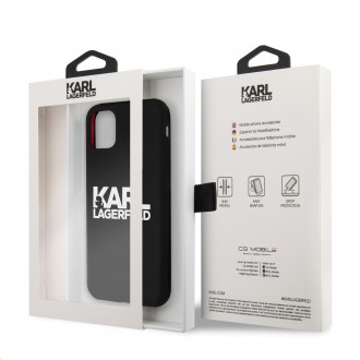 Karl Lagerfeld Stack White Logo Silikonový Kryt pro iPhone 11 Black (KLHCN61SLKLRBK)