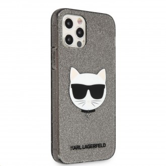 Karl Lagerfeld Choupette Head Glitter Kryt pro iPhone 12/12 Pro 6.1 Black (KLHCP12MCHTUGLB)