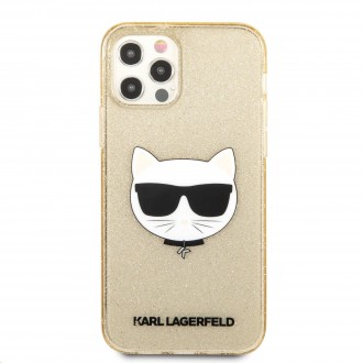 Karl Lagerfeld Choupette Head Glitter Kryt pro iPhone 12/12 Pro 6.1 Gold (KLHCP12MCHTUGLGO)