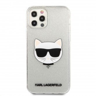 Karl Lagerfeld Choupette Head Glitter Kryt pro iPhone 12 Pro Max 6.7 Silver (KLHCP12LCHTUGLS)