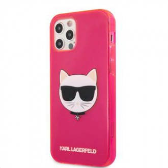 Karl Lagerfeld TPU Choupette Head Kryt pro iPhone 12/12 Pro 6.1 Fluo Pink (KLHCP12MCHTRP)